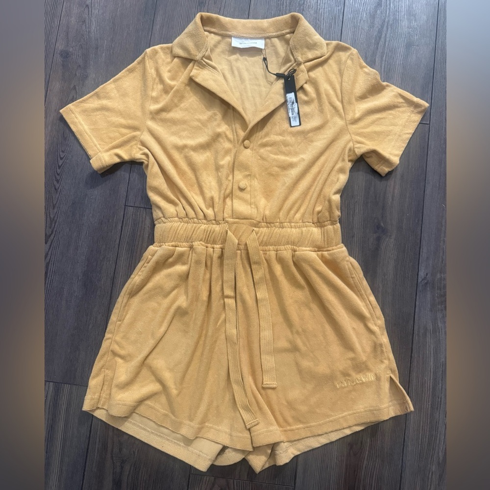 Mustard Short-Sleeve Terry Romper